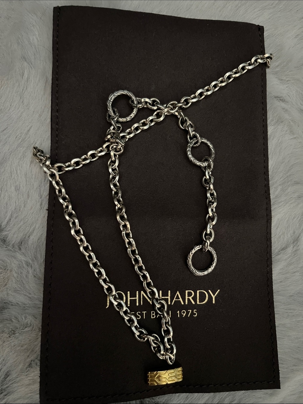 John Hardy Silver Chain Necklace with Ring Accents - Picture 4 of 6
